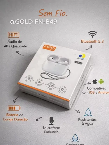 Fone Sem Fio ?GOLD Som de qualidade, Bluetooth rápido e bateria que dura ? Compatível c