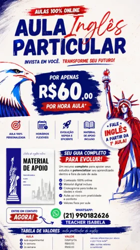 AULA PARTICULAR DE INGLÊS ONLINE 