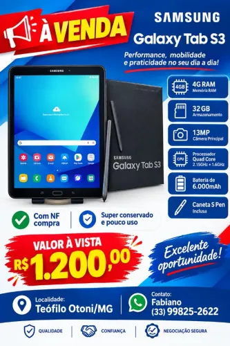 Venda de um Tablet Samsung Galaxy tab S3