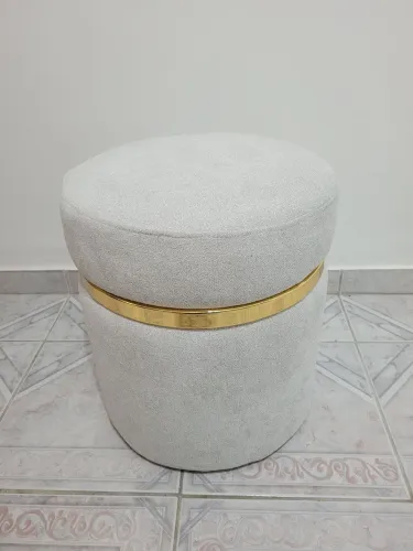 Puff Decorativo Redondo Tecido Malva cor natural 