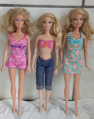 Lote com 3 lindas bonecas Barbie Mattel