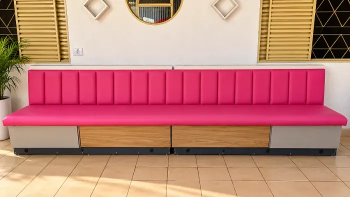 Sofá Comercial Estofado Rosa - Banco para Restaurante ou Cafeteria