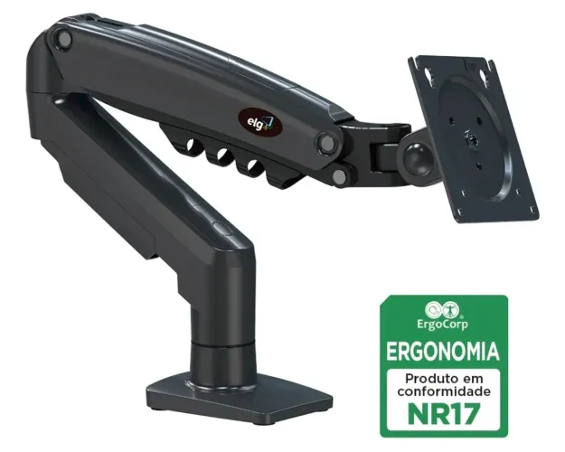 Suporte Articulado de Mesa F80N com Pistão a Gás para Monitores de 17'' a 35'' Preto ELG