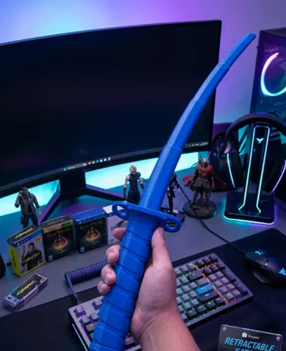Espada Katana Retrátil Samurai 3D Interativa - Brinquedo Geek Premium Anti-Stress 