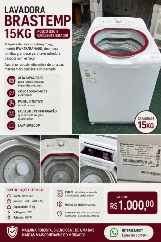 Máquina de lavar Brastemp - 15kg