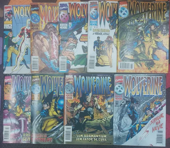 9 gibis wolverine anos 90 Marvel comics ed. Abril x-men vingadores dc