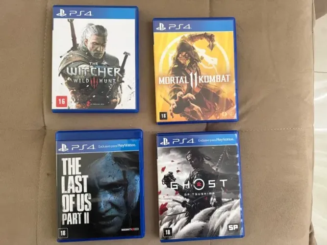 Jogos PS4, The Witcher Wild hunt-The Last of Us Part II-Mortal Kombat 11-Ghost of Tsushim