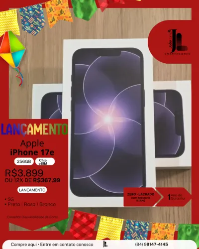 IPHONE 17E, 256GB, CHIP ESIM, LACRADO, EXCLUSIVO!