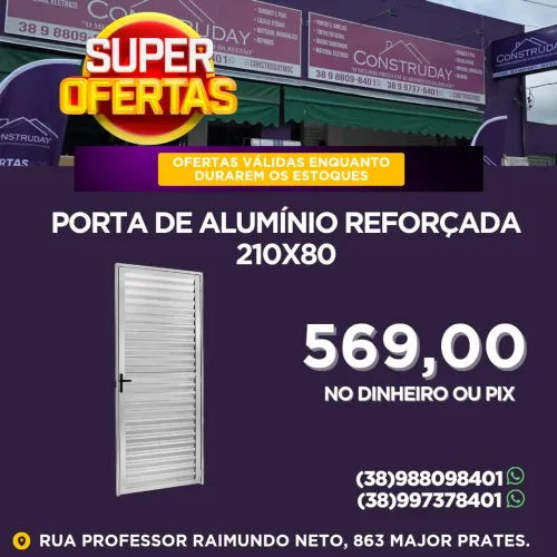 Portas de Alumínio Reforçada 210x80