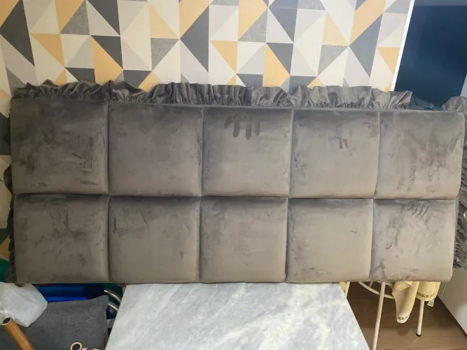 Cabeceira Estofada Casal/Queen Cinza 153x64 Moderna