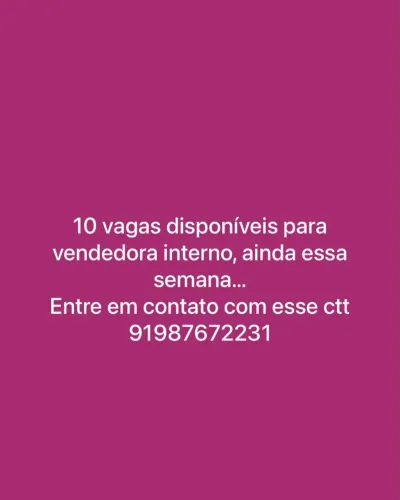 Vaga pra vendedora