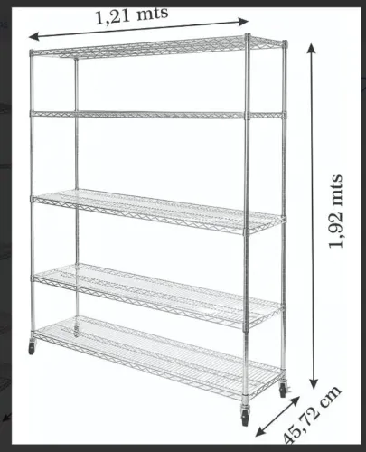 Estante Aramada Cromada Grande 1,21 × 1,92 m