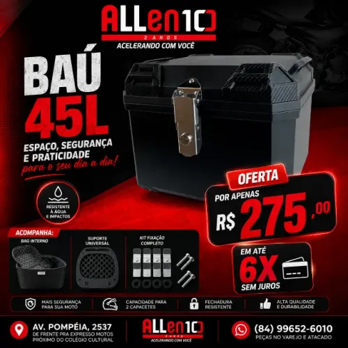 Baú 45 litros quadrado