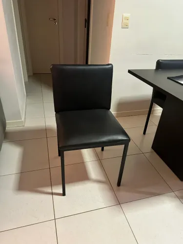 Cadeiras de jantar de ferro estofadas preta (6 unidades)