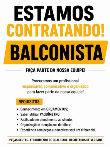 Vaga para balconista