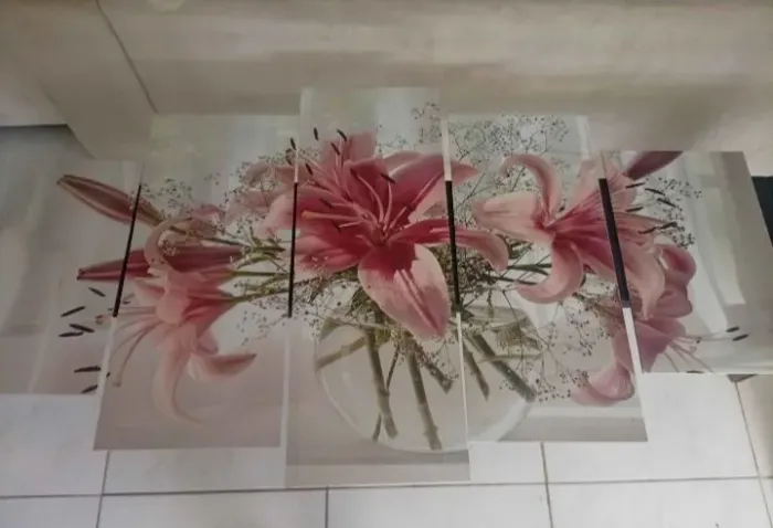 Quadro decorativo mosaico lírios