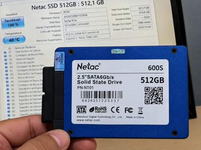 SSD 512 gb 100% saudável
