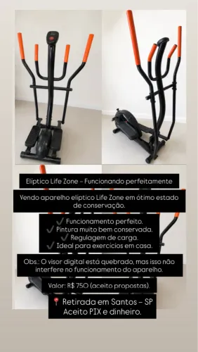 Elíptico Life Zone - Funcionando Perfeitamente | Ótimo Estado | R$ 750