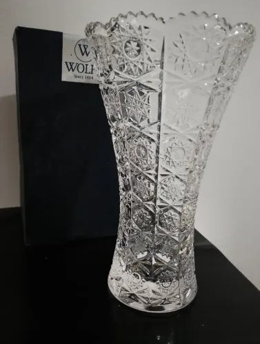 Vaso de cristal de chumbo Wolf linha Starry, 25cm, 1,56kg. Novo na caixa de fábrica