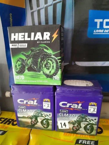 Baterias para moto heliar e Cral 7AH 