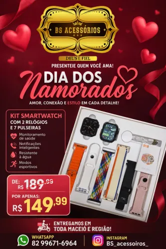 KIT 2 SMARTWATCH + 6 PULSEIRAS 