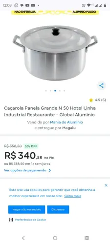 Panela de alumínio 50 cm usada