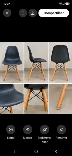 CADEIRA EAMES PRETA COM PÉS DE MADEIRA