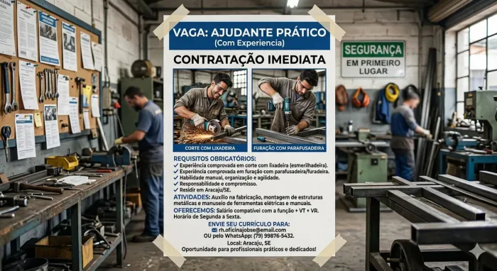 Ajudante prático com experiência em serralheria 