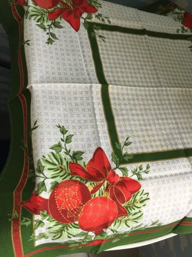 Toalha de mesa Quadrada com Estampa de Bolas de Natal