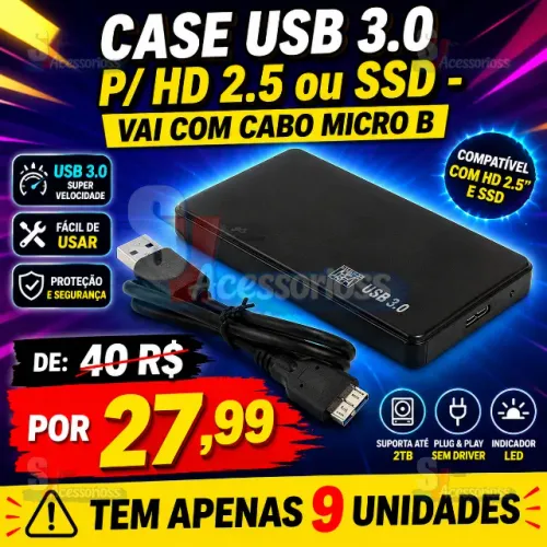Case USB 3.0 para HD 2.5 ou SSD