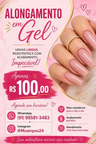 Manicure alongamento em Gel 