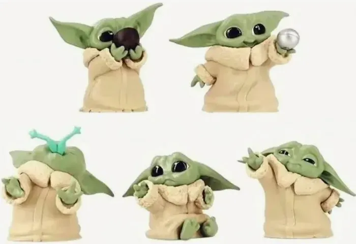 5 Bonecos Baby Yoda Action Figure Miniatura Colecionável