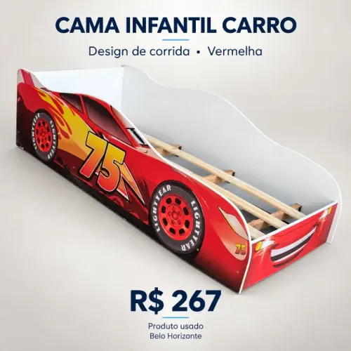 Cama infantil carro de corrida vermelha - número 75
