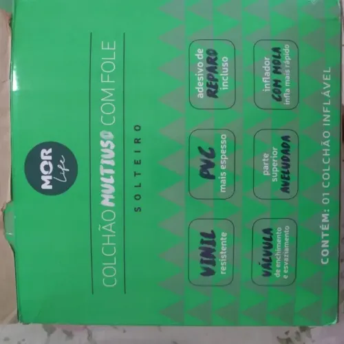 Colchão inflável de solteiro MOR com inflador embutido + Kit reparo