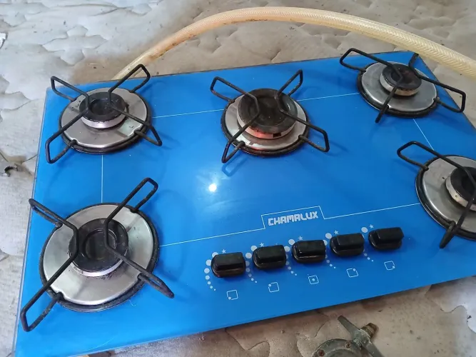 Fogão azul cooktop 5 bocas