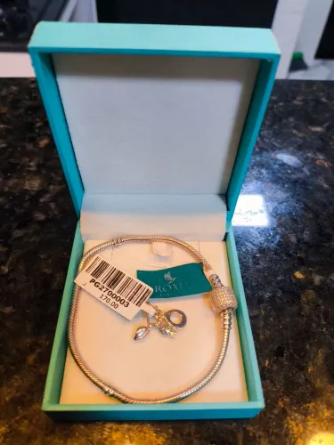 Pulseira Feminina ROMA Prata 925 19cm com Pingente Original Nova na Caixa