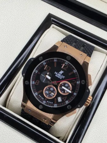 Relogio Hublot Big Bang Rose Mostrador Preto LINHA PREMIUM AAA+ EM 10X SEM JUROS