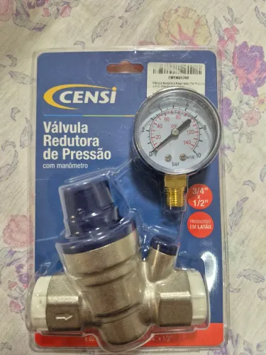 VÁLVULA REDUTORA REGULADORA PRESSÃO C/ MANÔMETRO KIT COMPLETO 3/4 e 1/2 ACABAMENTO CROMADO