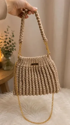 Bolsa Artesanal de Croche Bege