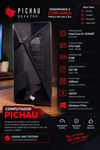 Computador Gamer i5-10400F GTX 1650 4GB 8GB RAM