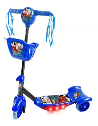 Patinete infantil que acende e tem música