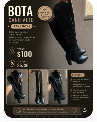 VENDO BOTA CANO ALTO SEMI NOVA