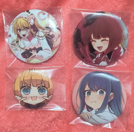 Kit 4 Bottons de Oshi No Ko, Akane, Mem Cho, Ruby Hoshino e Kana Personalizados 44mm