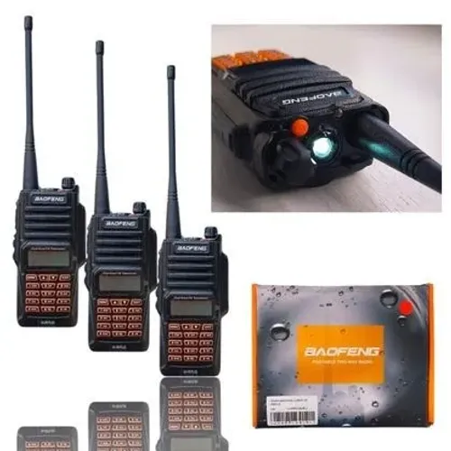 Kit 3 Rádios Baofeng UV-9R À Prova D'água Walkie Talkie Dual Band