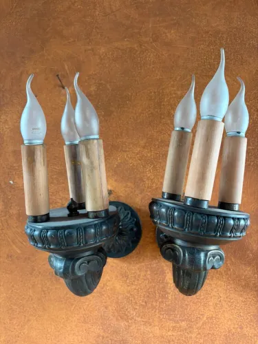 Par de Arandelas Gotico Virden com Velas