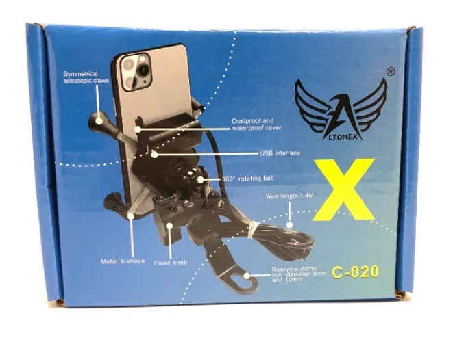 Suporte Com Carregador Usb Para Celular Gps Universal Garra Altomex Novo na Caixa