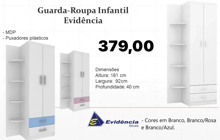 Guarda-roupa duas portas comprar prateleira evidência - ENTREGA HOJE !!! 