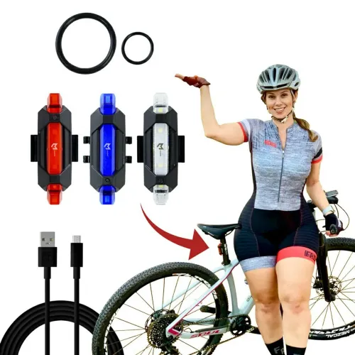 Lanterna Sinalizador Traseiro Para Bicicleta, 5 Leds, Recarregável
