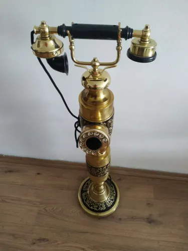 Telefone Antigo de Mesa Dourado - Decoração Vintage
