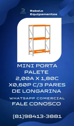 Mini Porta Palete c/3 Pares de Longarina para 500kg em até 10x sem juros no cartão